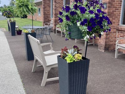 Our beautiful patio where residents and families love to sit and visit.